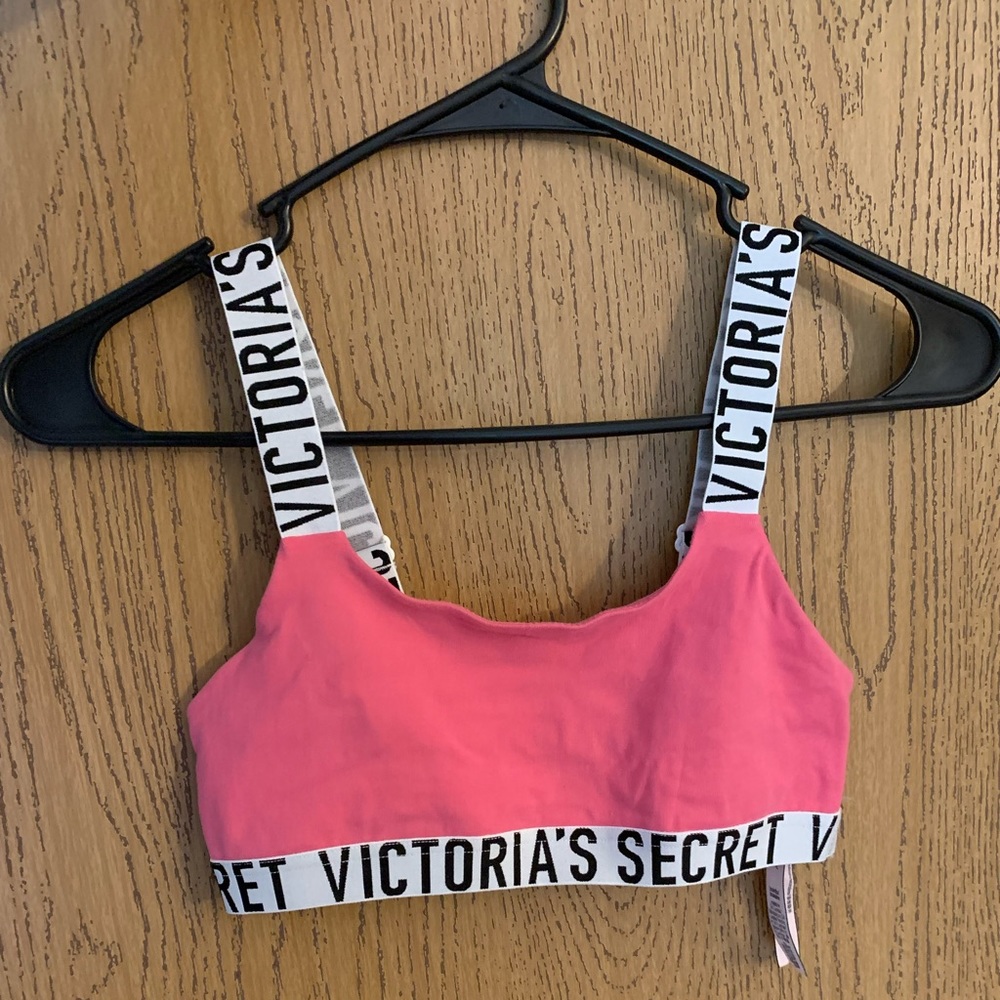 Victoria’s Secret pink logo band unlined cotton bralette size small